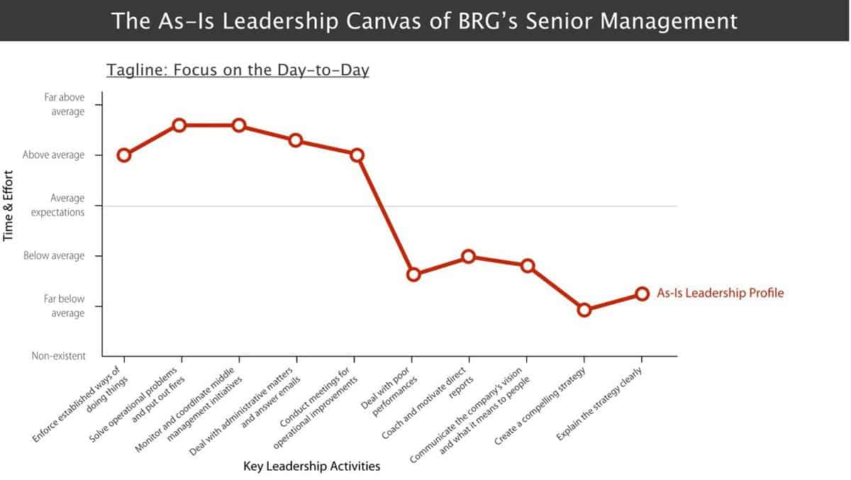 Blue Ocean Leadership canvas of senior managers