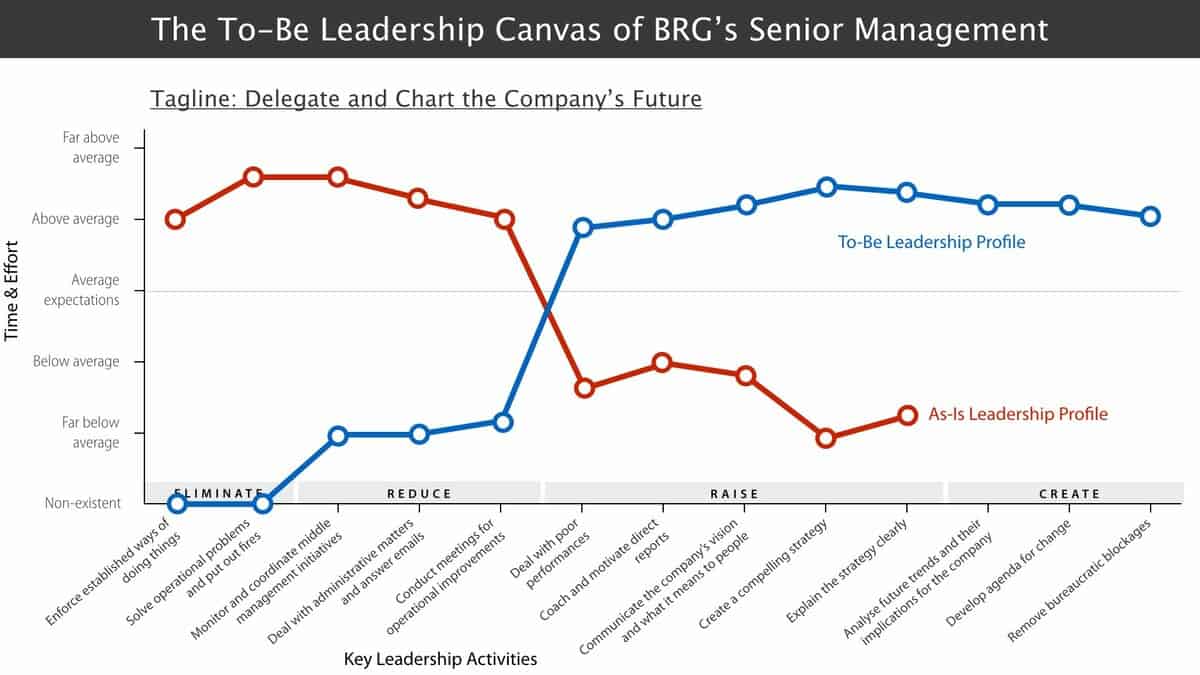 Blue Ocean Leadership canvas of senior managers